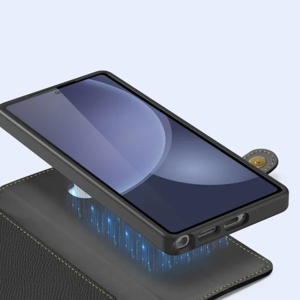Dux Ducis Lawa Leather Case for Samsung Galaxy S25 Ultra with Detachable Magnetic Wallet - Blackeng