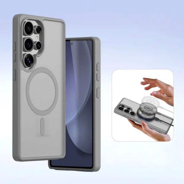 Dux Ducis Lawa Leather Case for Samsung Galaxy S25 Ultra with Detachable Magnetic Wallet - Grayeng