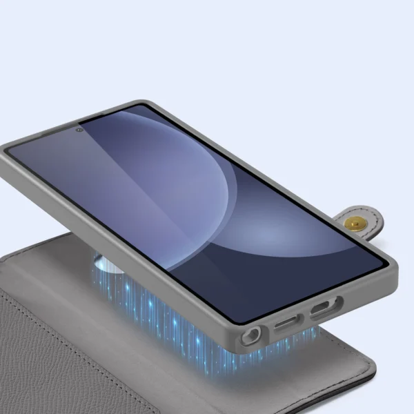Dux Ducis Lawa Leather Case for Samsung Galaxy S25 Ultra with Detachable Magnetic Wallet - Grayeng