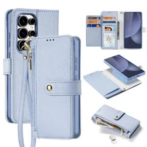 Dux Ducis Lawa Leather Case for Samsung Galaxy S25 Ultra with Detachable Magnetic Wallet - Blueeng