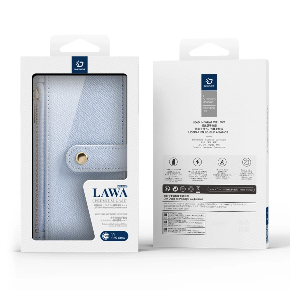 Dux Ducis Lawa Leather Case for Samsung Galaxy S25 Ultra with Detachable Magnetic Wallet - Blueeng