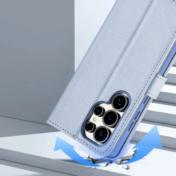 Dux Ducis Lawa Leather Case for Samsung Galaxy S25 Ultra with Detachable Magnetic Wallet - Blueeng
