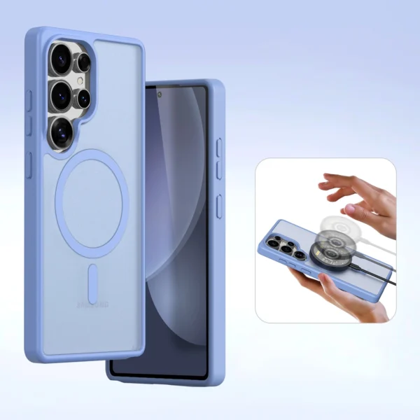 Dux Ducis Lawa Leather Case for Samsung Galaxy S25 Ultra with Detachable Magnetic Wallet - Blueeng