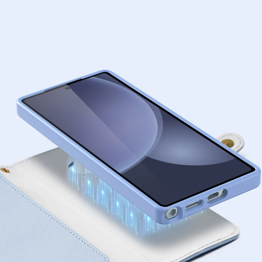 Dux Ducis Lawa Leather Case for Samsung Galaxy S25 Ultra with Detachable Magnetic Wallet - Blueeng