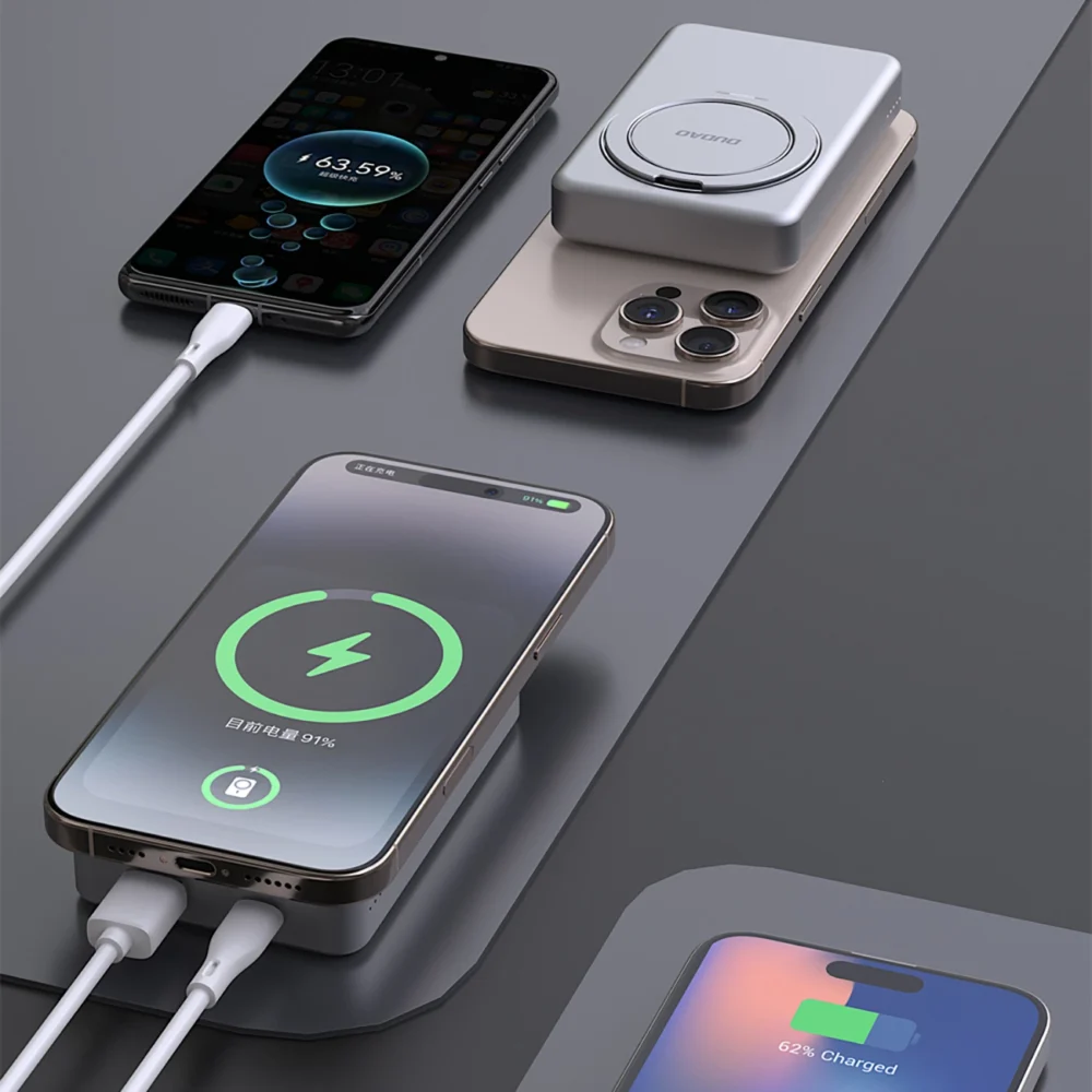 Dudao K28 10000mAh PD 22.5W MagSafe Powerbank with Metal Case and Ring Stand - Silvereng