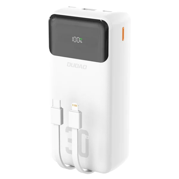 Dudao K15MAX 30000mAh PD 22.5W Powerbank with Built-in Cables - Whiteeng