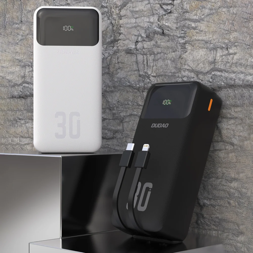 Dudao K15MAX 30000mAh PD 22.5W Powerbank with Built-in Cables - Whiteeng