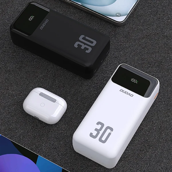 Dudao K15MAX 30000mAh PD 22.5W Powerbank with Built-in Cables - Whiteeng
