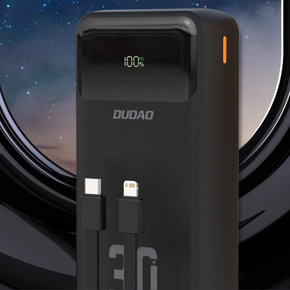 Dudao K15MAX 30000mAh PD 22.5W Powerbank with Built-in Cables - Blackeng