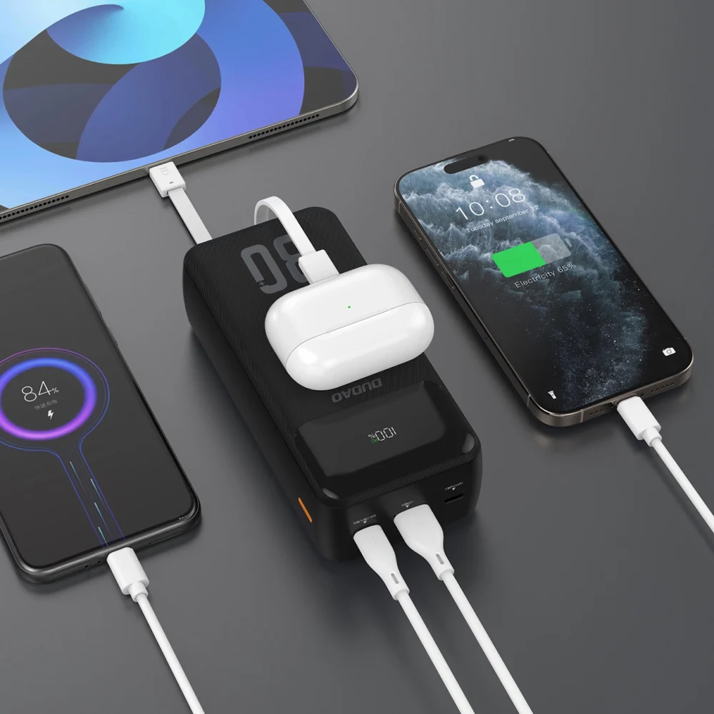 Dudao K15MAX 30000mAh PD 22.5W Powerbank with Built-in Cables - Blackeng
