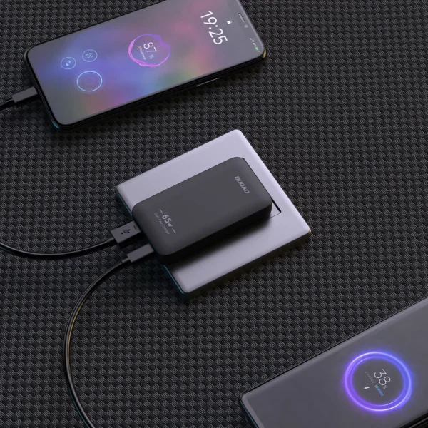 GaN Dudao A65Q 65W USB-A / USB-C PD Ultra-Thin Travel Wall Charger EU / US - Blackeng