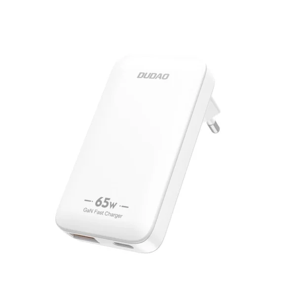GaN Dudao A65Q 65W USB-A / USB-C PD Ultra-Thin Travel Wall Charger EU / US - Whiteeng