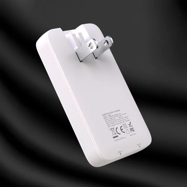 GaN Dudao A65Q 65W USB-A / USB-C PD Ultra-Thin Travel Wall Charger EU / US - Whiteeng