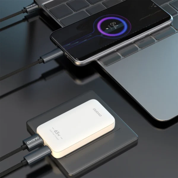 GaN Dudao A65Q 65W USB-A / USB-C PD Ultra-Thin Travel Wall Charger EU / US - Whiteeng