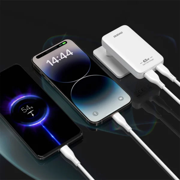 GaN Dudao A65Q 65W USB-A / USB-C PD Ultra-Thin Travel Wall Charger EU / US - Whiteeng