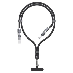 Dudao L20MAX 4in1 Cable / Lanyard USB-A / USB-C / Lightning PD QC 65W 1.5m - Blackeng