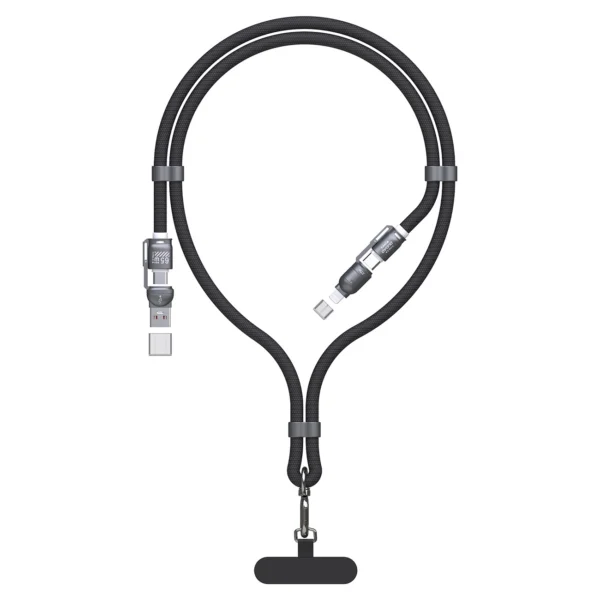 Dudao L20MAX 4in1 Cable / Lanyard USB-A / USB-C / Lightning PD QC 65W 1.5m - Blackeng