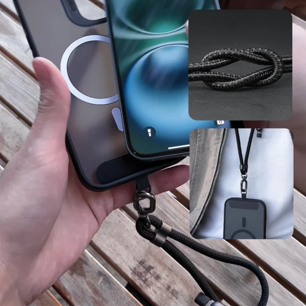 Dudao L20MAX 4in1 Cable / Lanyard USB-A / USB-C / Lightning PD QC 65W 1.5m - Blackeng