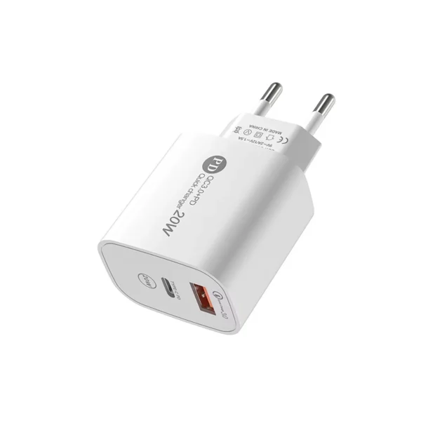 A6MaxL 20W USB-A USB-C Wall Charger with 1m USB-C - Lightning Cable - Whiteeng