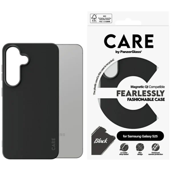 CARE by PanzerGlass Fashion QI Case for Samsung Galaxy S25 - Blackeng