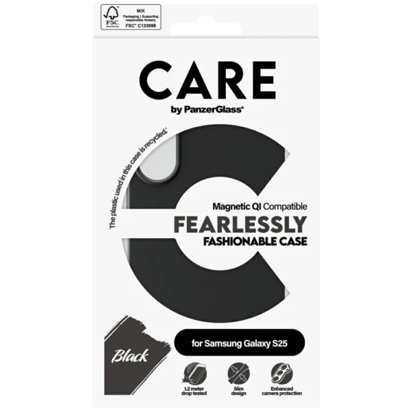 CARE by PanzerGlass Fashion QI Case for Samsung Galaxy S25 - Blackeng