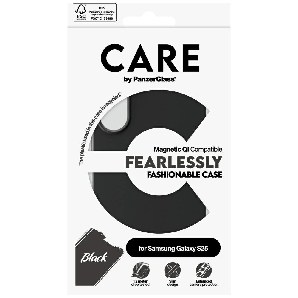 CARE by PanzerGlass Fashion QI Case for Samsung Galaxy S25 - Blackeng
