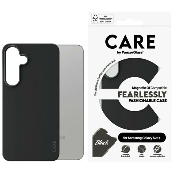 CARE by PanzerGlass Fashion QI Case for Samsung Galaxy S25+ - Blackeng