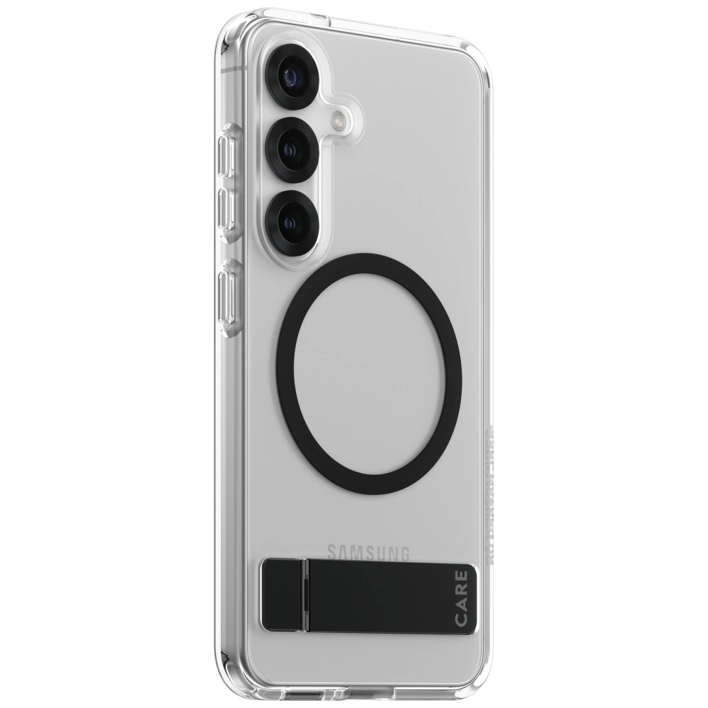 CARE by PanzerGlass Feature Black Kickstand & QI Case for Samsung Galaxy S25 - Transparenteng