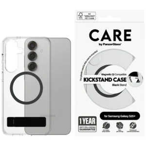 CARE by PanzerGlass Feature Black Kickstand & QI Case for Samsung Galaxy S25+ - Transparenteng