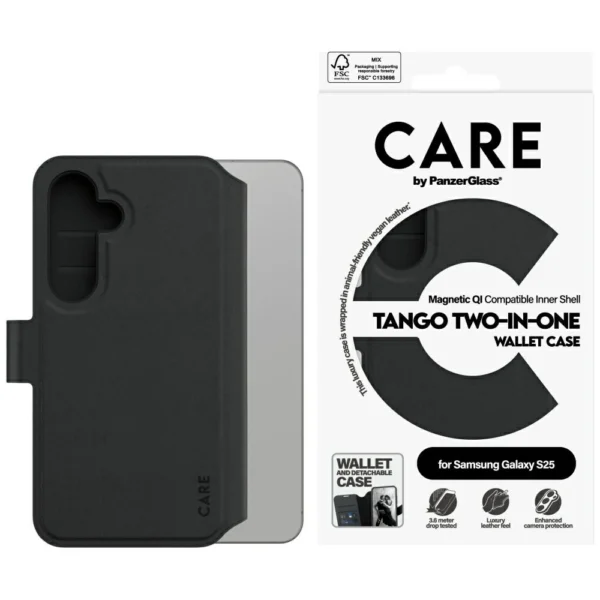 CARE by PanzerGlass Feature Tango 2in1 Wallet Case for Samsung Galaxy S25 - Blackeng