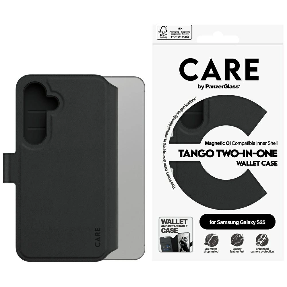 CARE by PanzerGlass Feature Tango 2in1 Wallet Case for Samsung Galaxy S25 - Blackeng