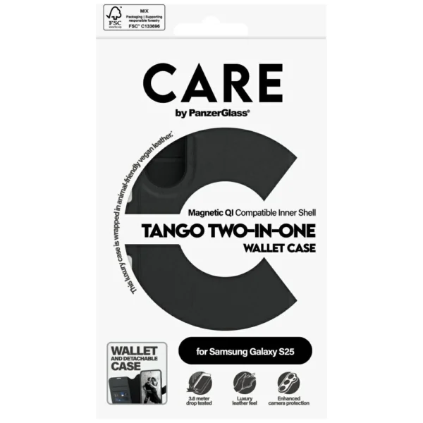 CARE by PanzerGlass Feature Tango 2in1 Wallet Case for Samsung Galaxy S25 - Blackeng