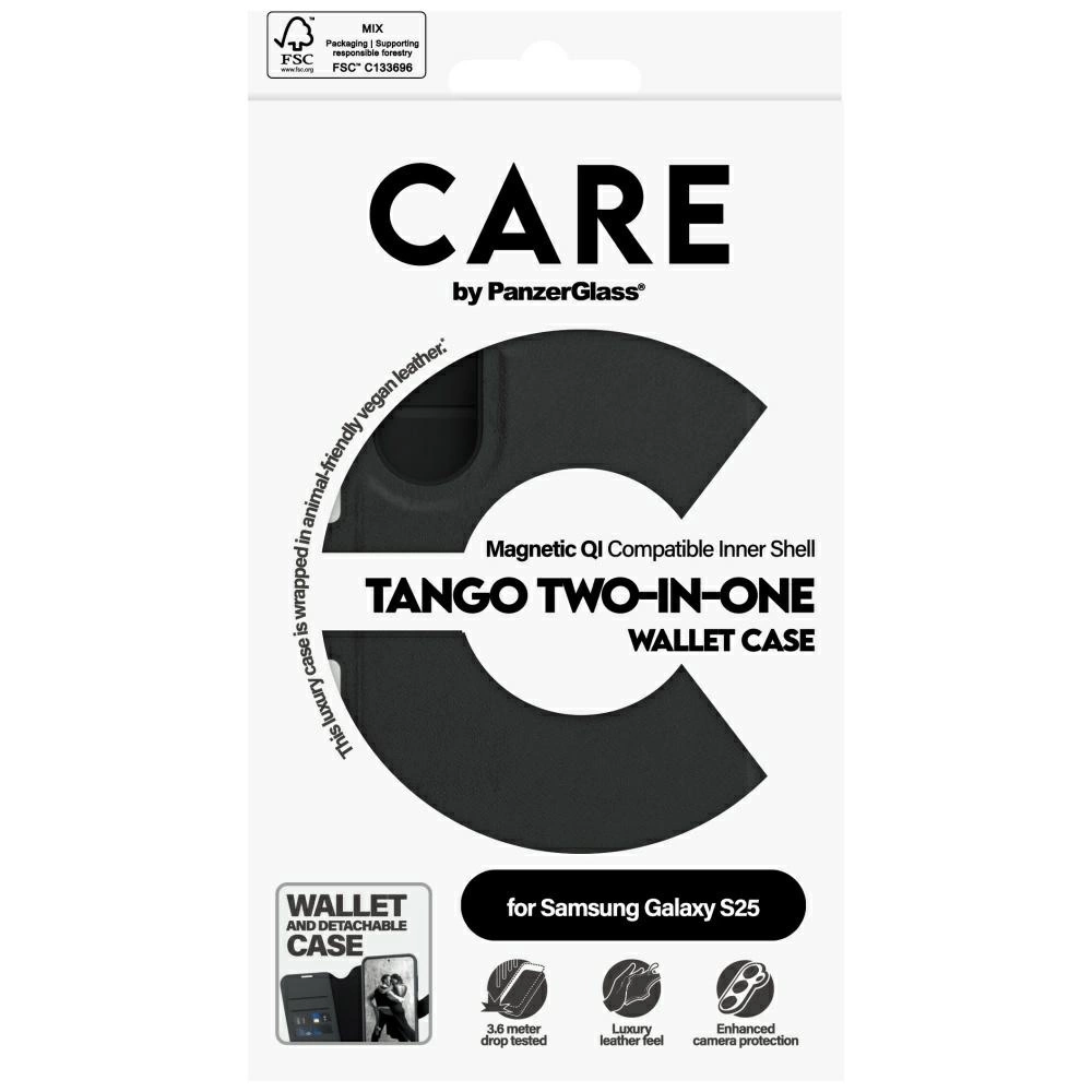 CARE by PanzerGlass Feature Tango 2in1 Wallet Case for Samsung Galaxy S25 - Blackeng