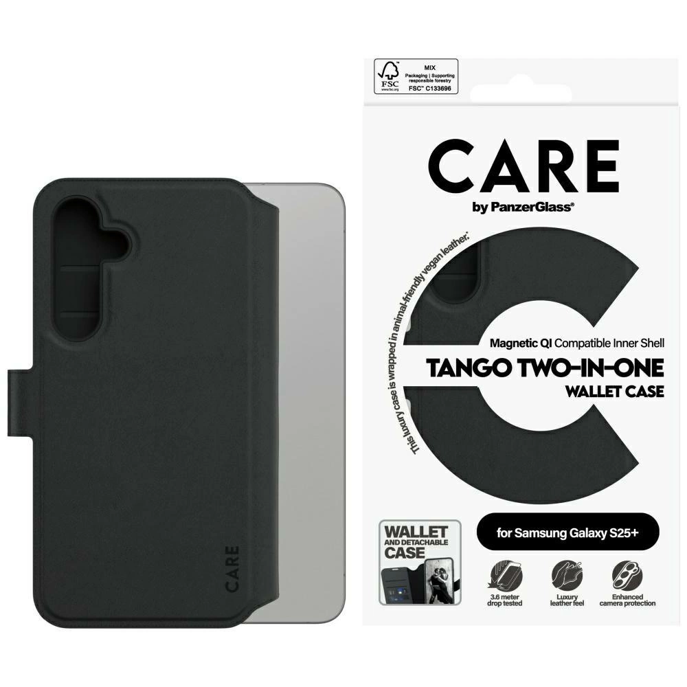 CARE by PanzerGlass Feature Tango 2in1 Wallet Case for Samsung Galaxy S25+ - Blackeng