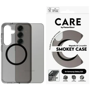 CARE by PanzerGlass Flagship Urban Combat Black QI Case for Samsung Galaxy S25 - Semi-transparent Smokeeng