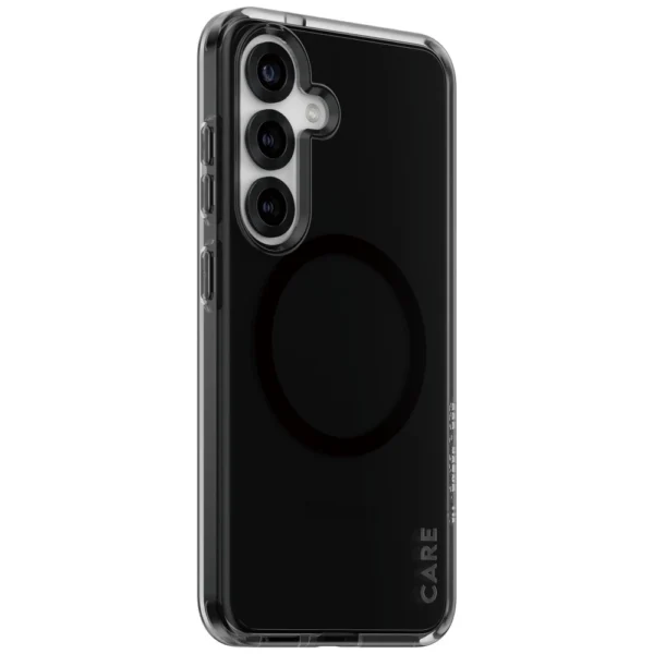 CARE by PanzerGlass Flagship Urban Combat Black QI Case for Samsung Galaxy S25 - Semi-transparent Smokeeng
