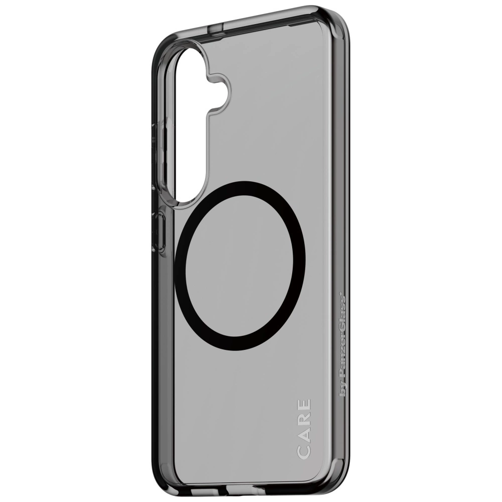 CARE by PanzerGlass Flagship Urban Combat Black QI Case for Samsung Galaxy S25 - Semi-transparent Smokeeng
