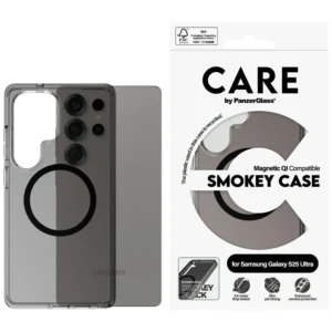 CARE by PanzerGlass Flagship Urban Combat Black QI Case for Samsung Galaxy S25 Ultra - Semi-transparent Smokeeng