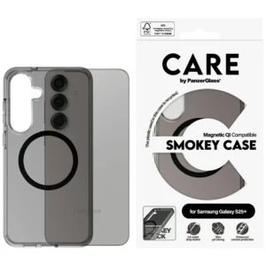 CARE by PanzerGlass Flagship Urban Combat Black QI Case for Samsung Galaxy S25+ - Semi-transparent Smokeeng
