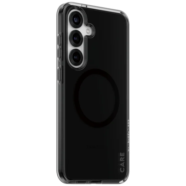 CARE by PanzerGlass Flagship Urban Combat Black QI Case for Samsung Galaxy S25+ - Semi-transparent Smokeeng