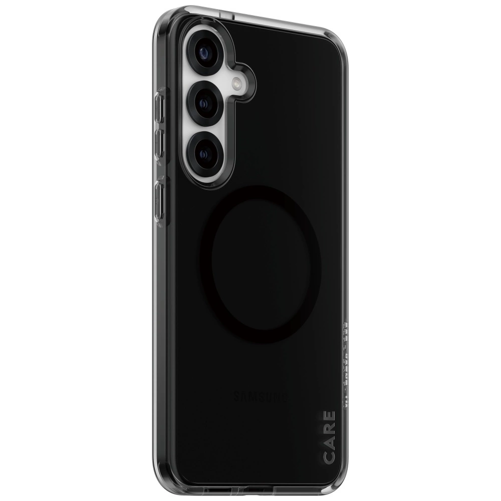 CARE by PanzerGlass Flagship Urban Combat Black QI Case for Samsung Galaxy S25+ - Semi-transparent Smokeeng