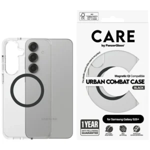 CARE by PanzerGlass Flagship Urban Combat Black QI Case for Samsung Galaxy S25+ - Transparenteng