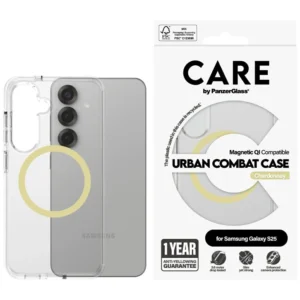 CARE by PanzerGlass Flagship Urban Combat Chardonnay QI Case for Samsung Galaxy S25 - Transparenteng