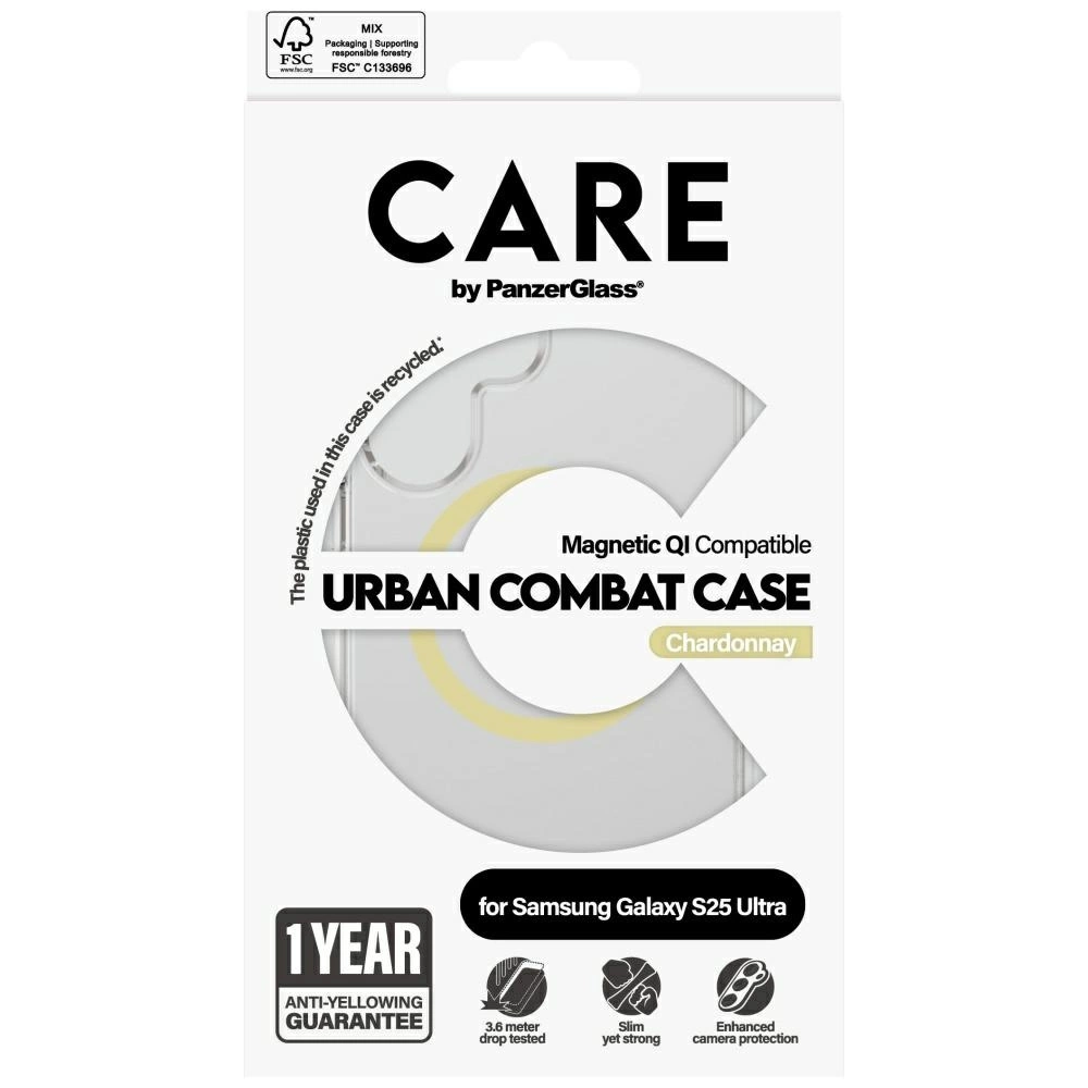 CARE by PanzerGlass Flagship Urban Combat Chardonnay QI Case for Samsung Galaxy S25 Ultra - Transparenteng