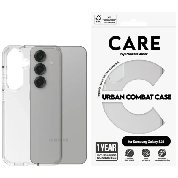 CARE by PanzerGlass Flagship Urban Combat Case for Samsung Galaxy S25 - Transparenteng