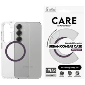 CARE by PanzerGlass Flagship Urban Combat Purple QI Case for Samsung Galaxy S25 - Transparenteng