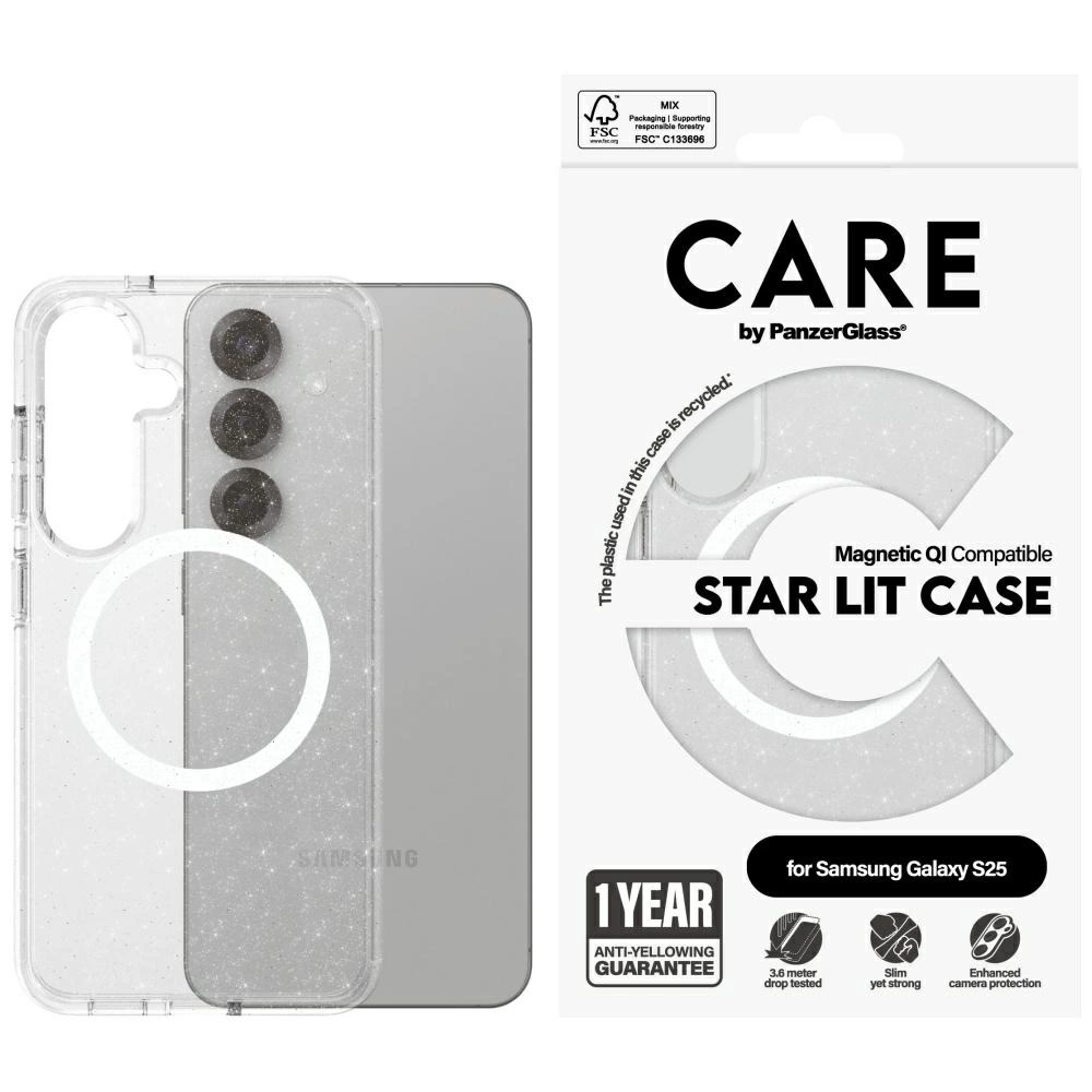 CARE by PanzerGlass Flagship Urban Combat Starlight White QI Case for Samsung Galaxy S25 - Transparenteng