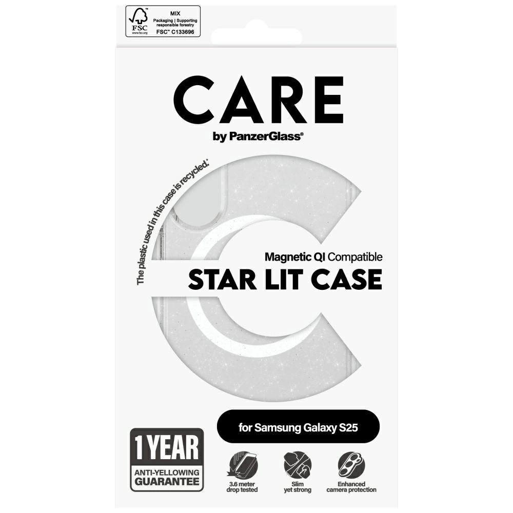 CARE by PanzerGlass Flagship Urban Combat Starlight White QI Case for Samsung Galaxy S25 - Transparenteng