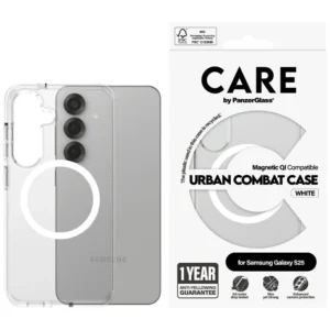 CARE by PanzerGlass Flagship Urban Combat White QI Case for Samsung Galaxy S25 - Transparenteng