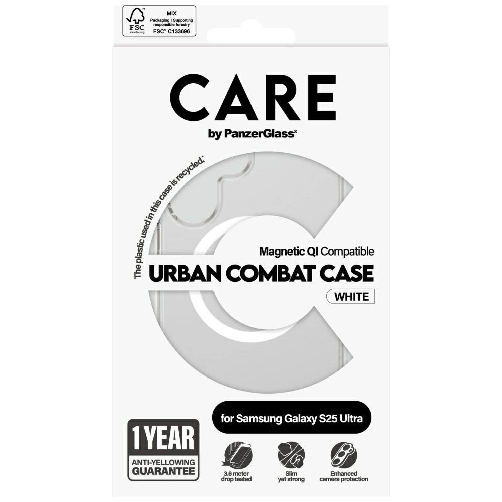 CARE by PanzerGlass Flagship Urban Combat White QI Case for Samsung Galaxy S25 Ultra - Transparenteng